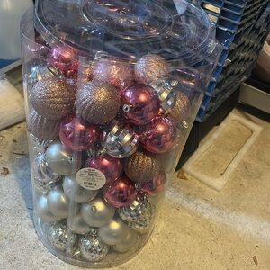 pink and silver ornaments